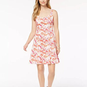 Pappagallo Flamingo Print Fit & Flare Dress Cotton Mini Sz 6